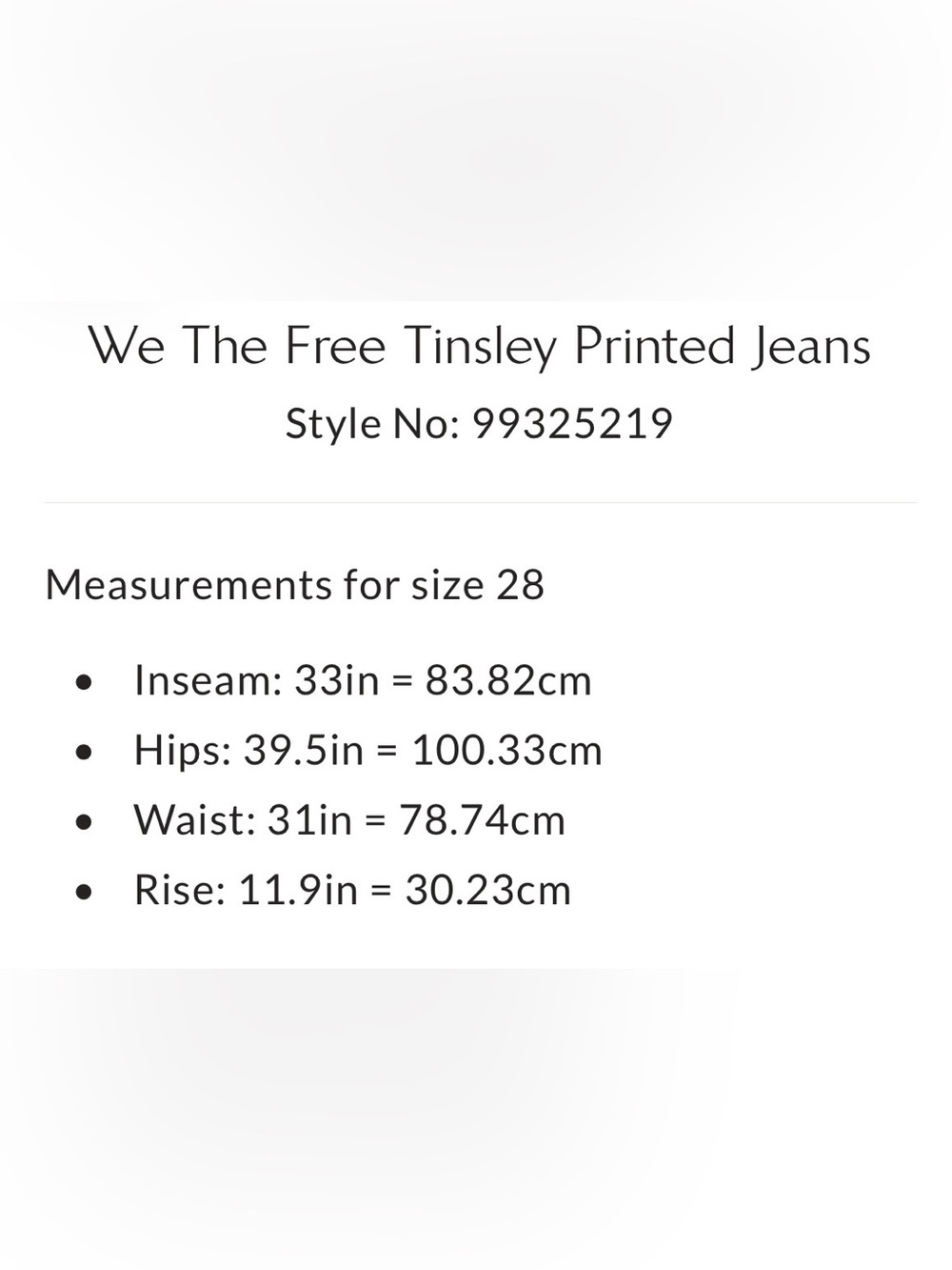 Free People We The Free Printed Straight Leg Jeans in Heirloom Ivory Size 27 NWT - Picture 12 of 13